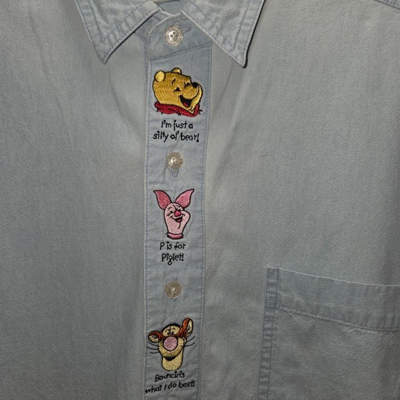 Disney Tops - Collector Disney Pooh & Friends VTG Denim Shirt Medium Embroidered